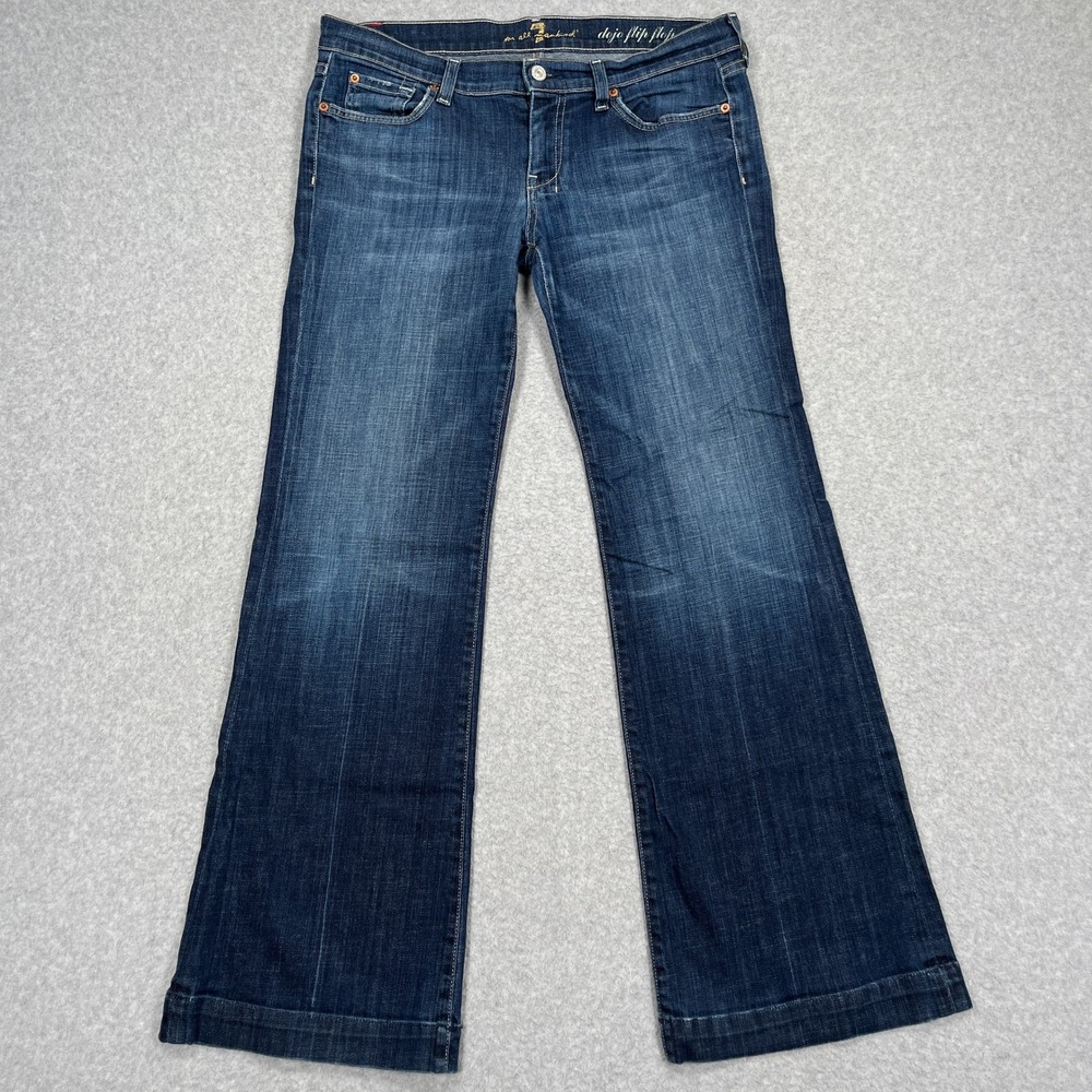 7 For All Mankind Dojo Flip Flop Womens 30 (32x30.5) Dark Wide Flare Leg Jeans